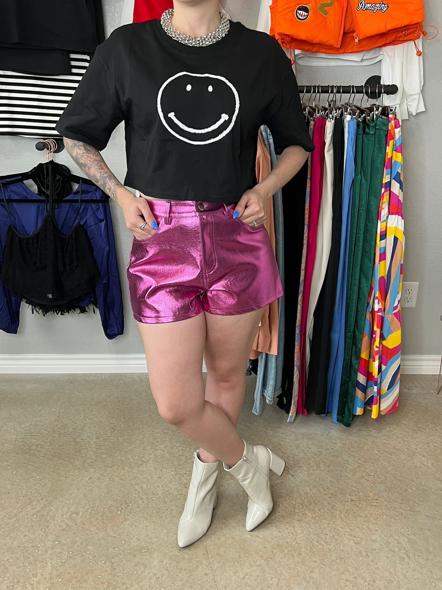 Pink Metallic Short