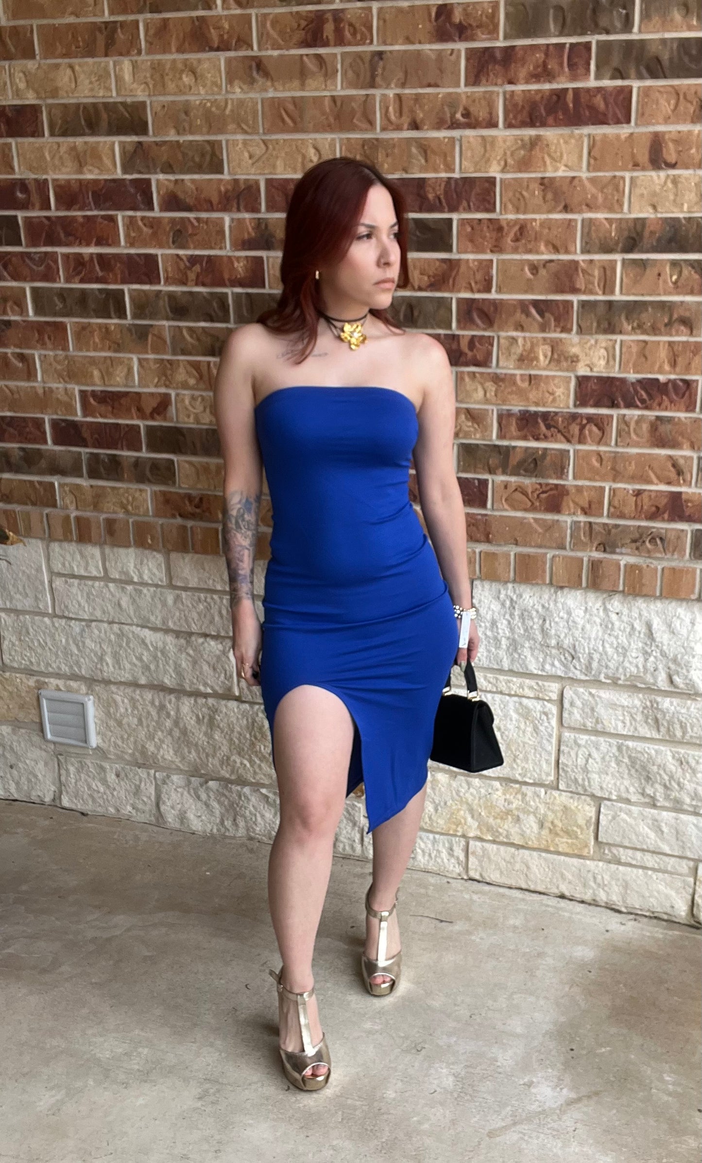 Royal Strapless Dress