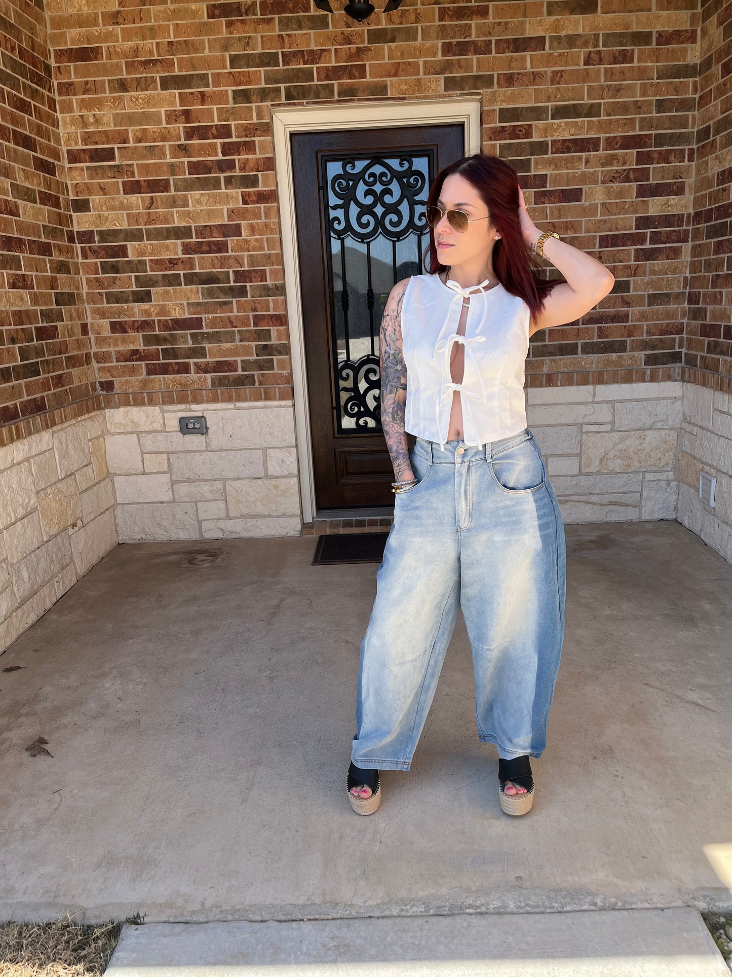 Denim Front Tie Top