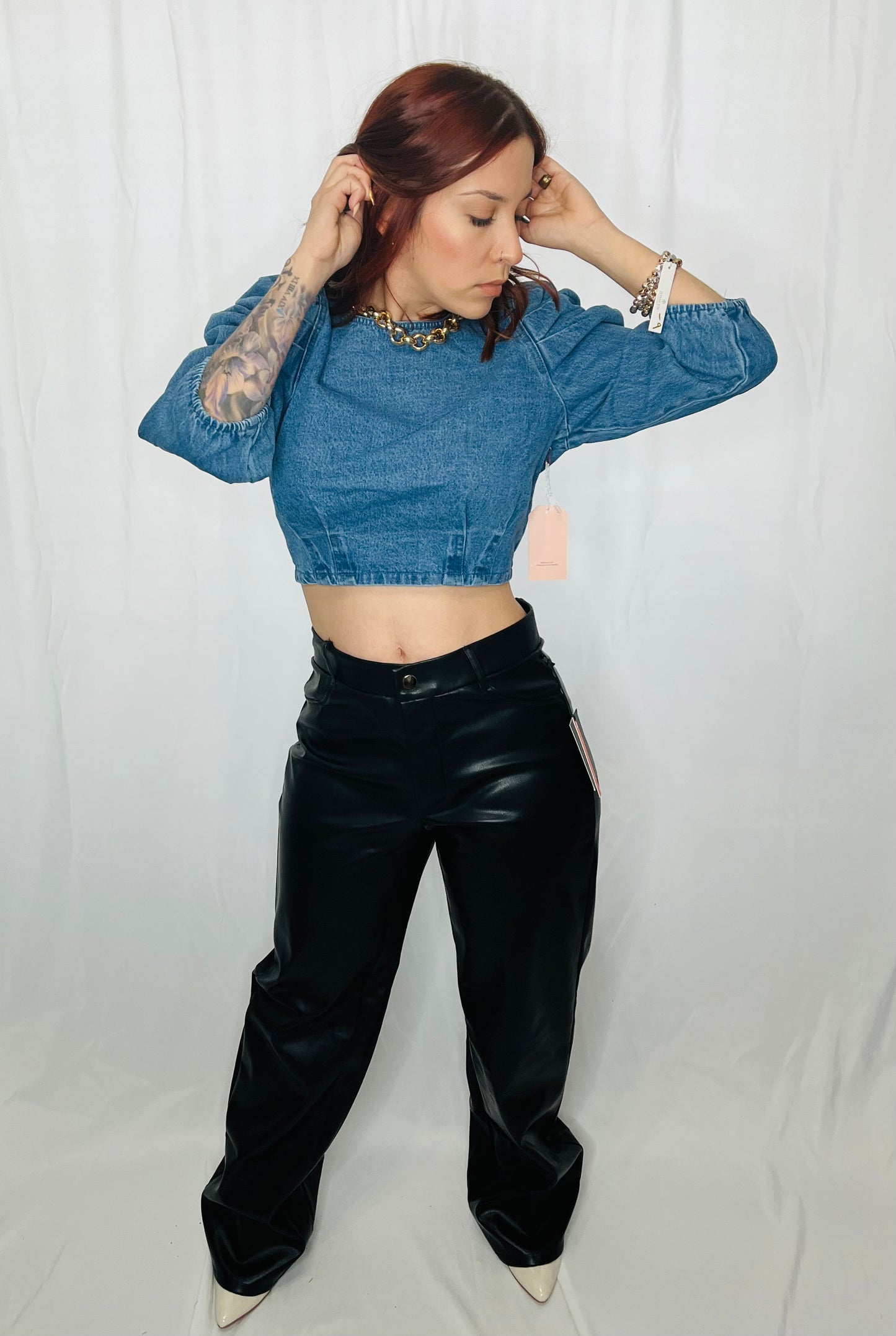 Wide Leg Leather Pant