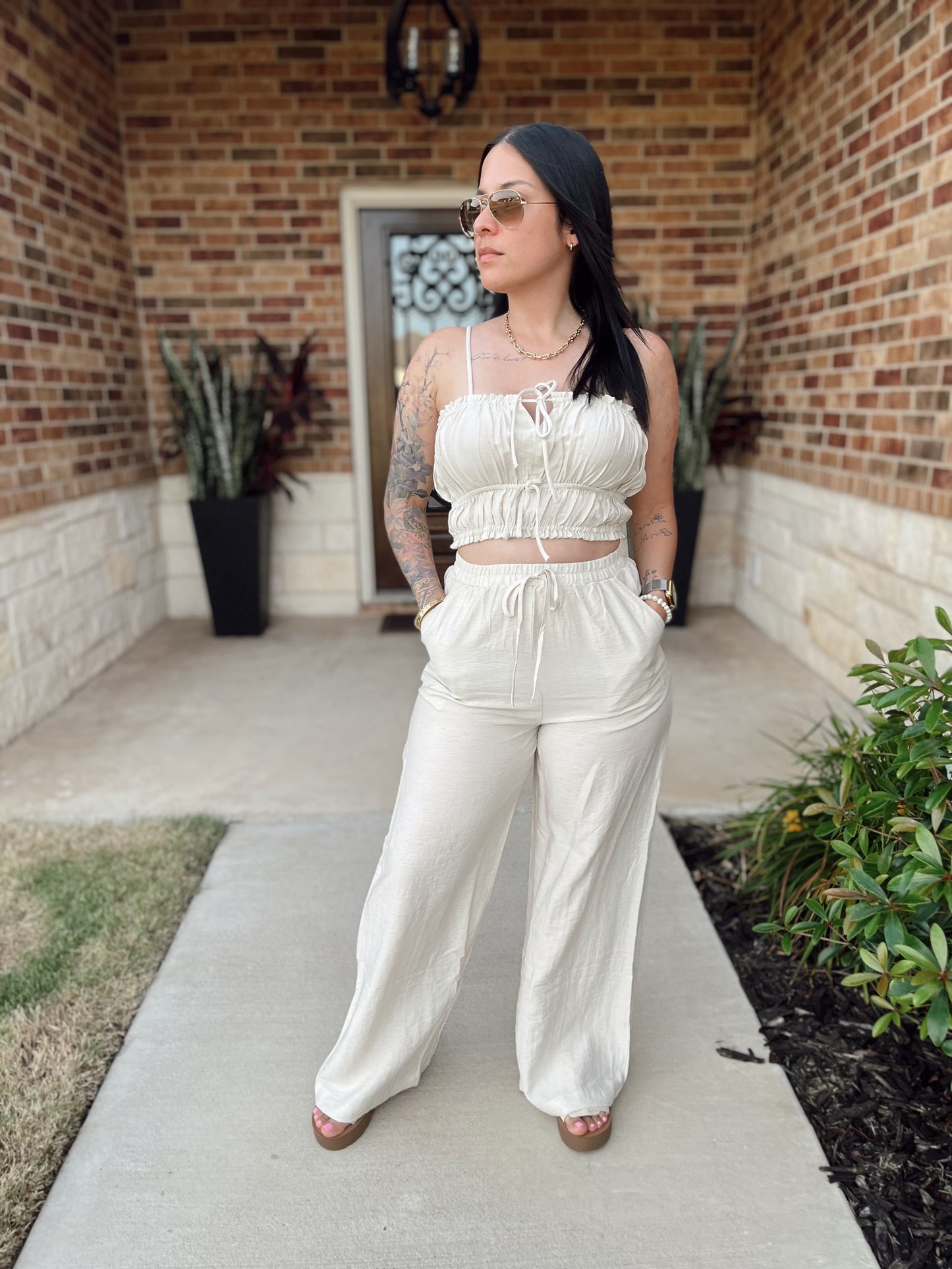 Front Tie Top and Pant Set