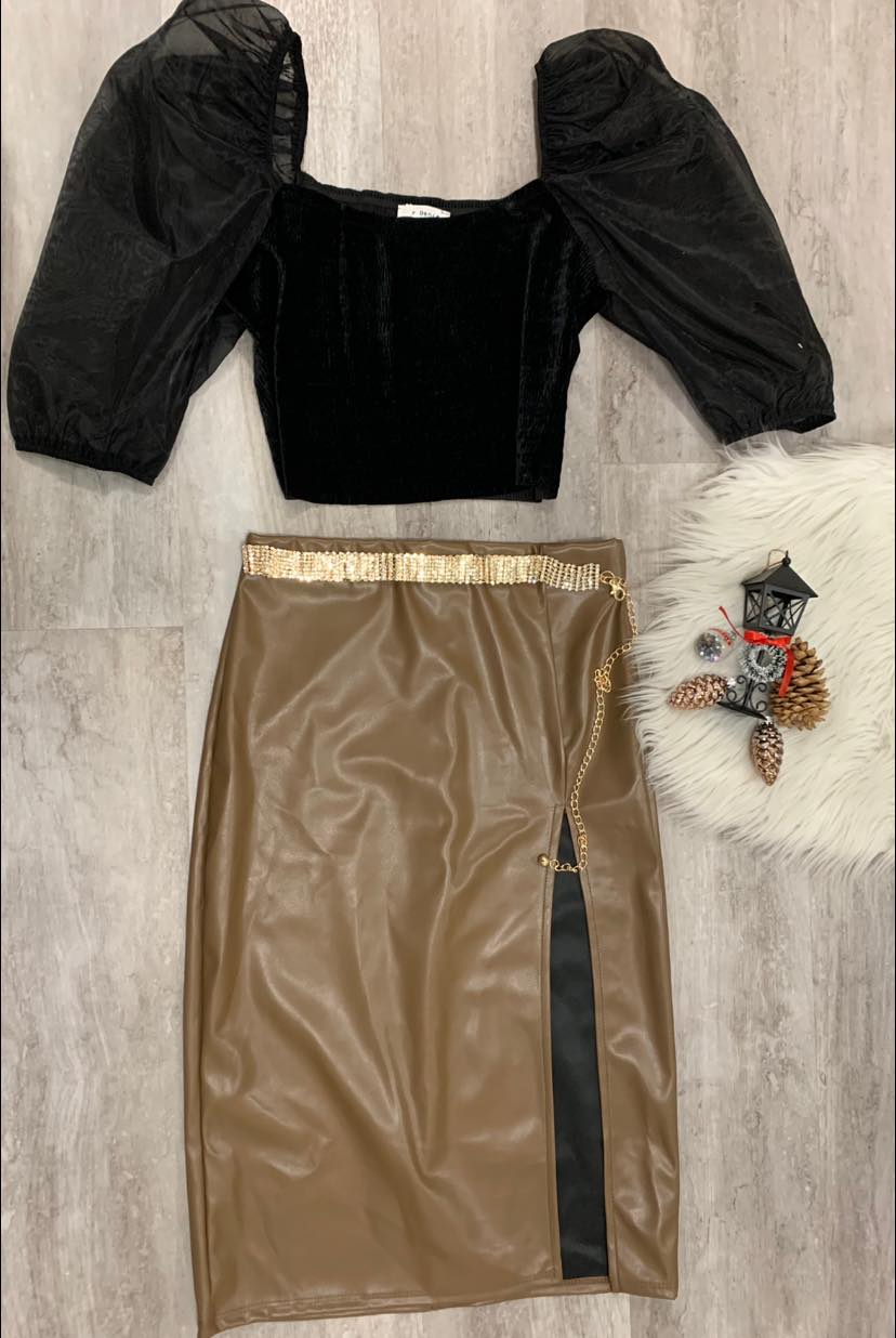 Leather Midi Skirt