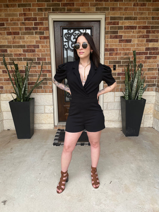 Puff Shoulder Romper