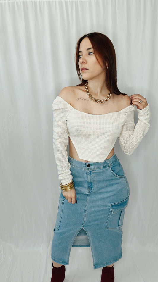 Nude Off Shoulder Top