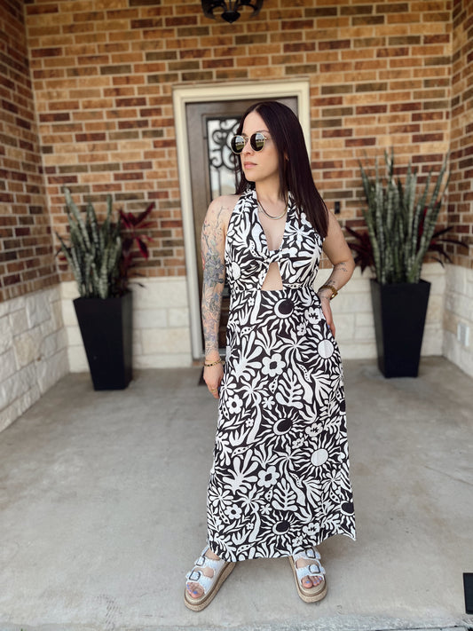 B & W Midi Dress