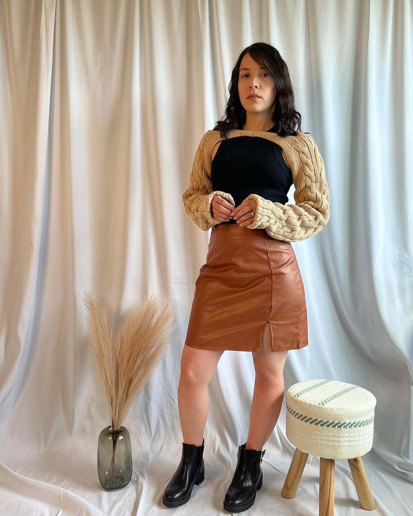 Mocha Leather Skirt