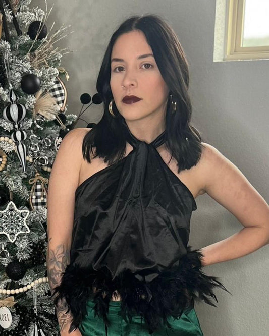 Satin Feather Top
