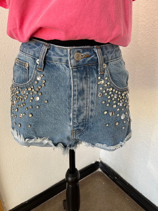 Rhinestone Denim Short