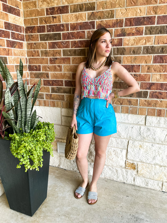 Turquoise High-waist Short